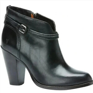 Frye Black Ankle Booties Heel Jenny Leather Zipper Equestrian 8.5